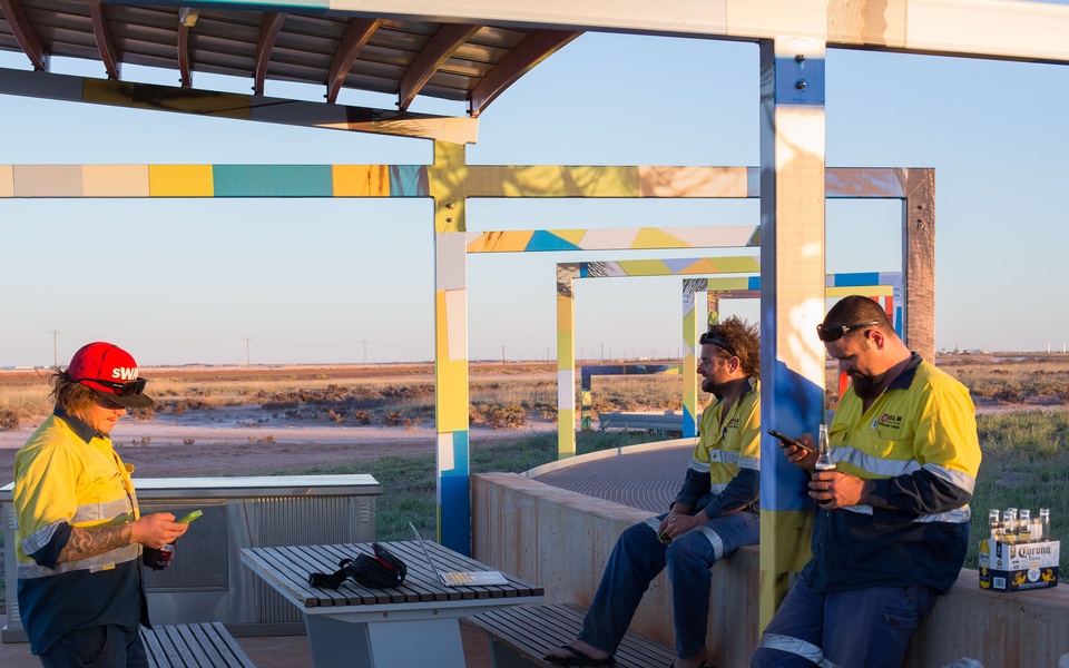 Mike Hewson: (Installation View - local drainage contractors) - Port Hedland, Western Australia
