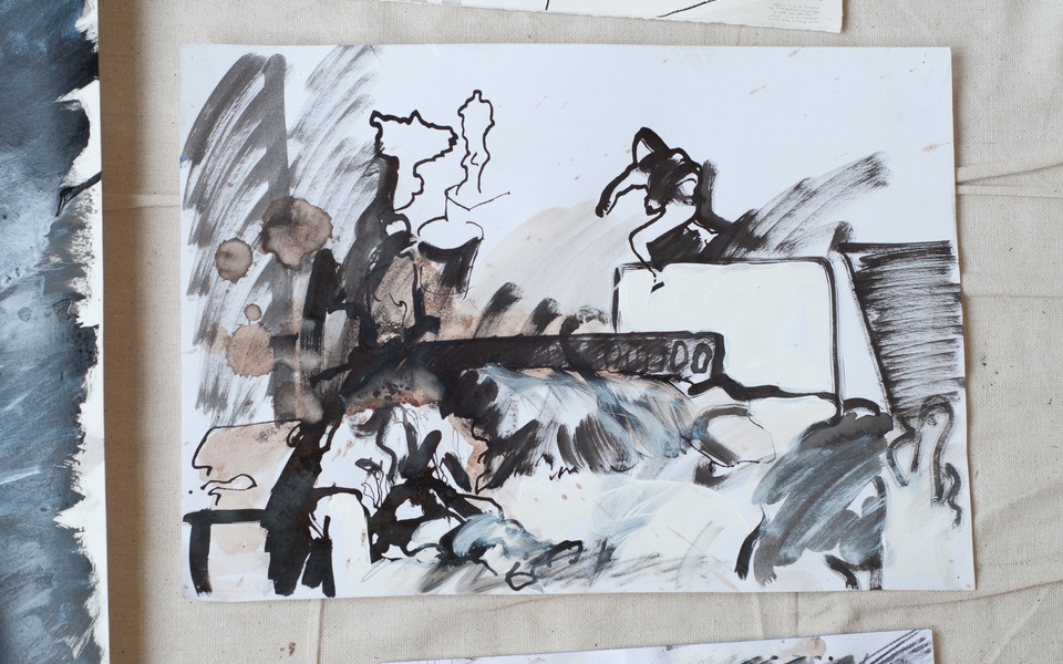 Mike Hewson: Sketch Study For Visions Of The View - 69 Cathedral Square, Christchurch CBD, NZ