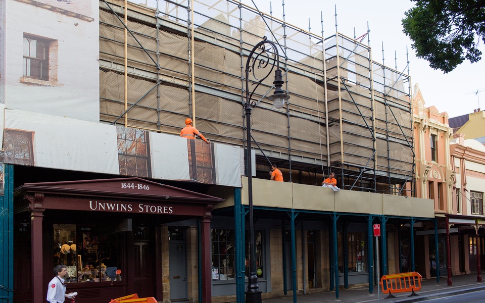 Mike Hewson: (During installation) - Cnr George and Argyle Street, The Rocks, Sydney