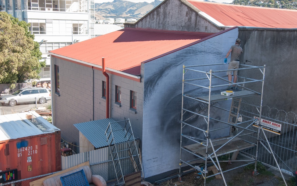 Mike Hewson: Volcano Radio (During installation) - 29 London St, Lyttelton, Christchurch, NZ