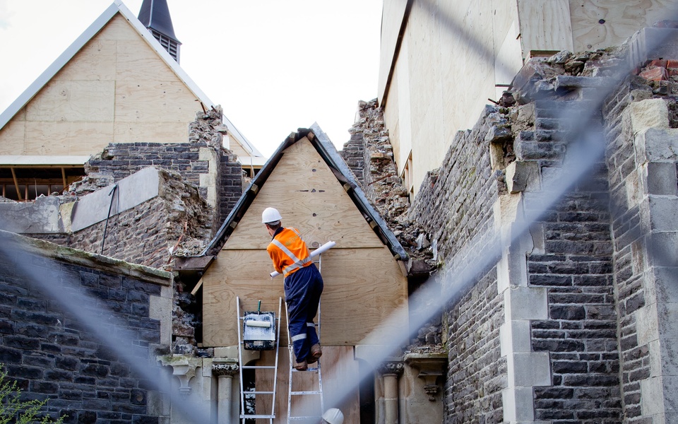 Mike Hewson: (During installation) - Cnr Kilmore & Montreal Ave, Christchurch CBD, NZ