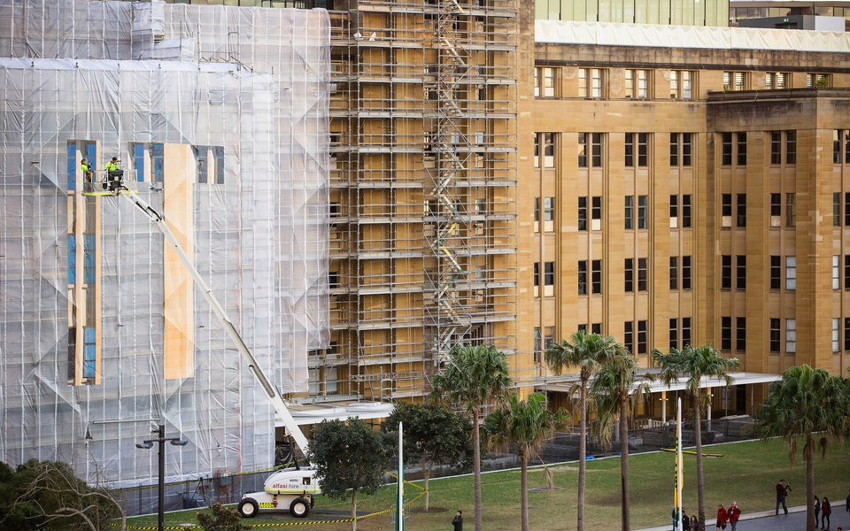 Mike Hewson: (During installation) - Museum of Contemporary Art Australia, The Rocks, Sydney