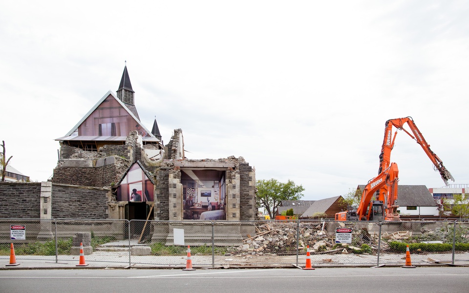 Mike Hewson: (During demolition) - Cnr Kilmore & Montreal Ave, Christchurch CBD, NZ