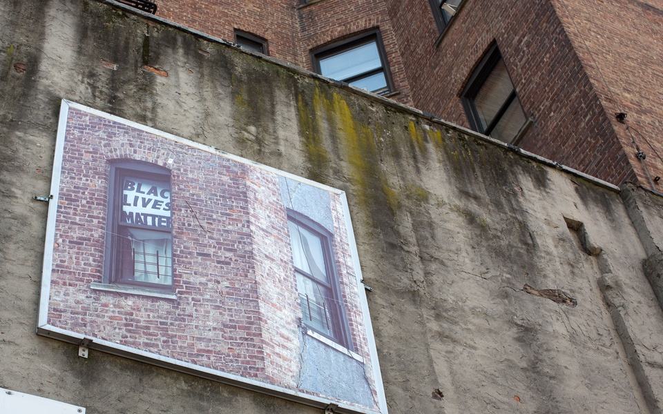 Mike Hewson: (Installation View) - McDonald's Parking Lot, 125th St and Broadway, Harlem