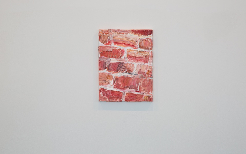 Mike Hewson: THE GIANT BRICK PAINTING OUTSIDE ON THE ABANDONED BUILDING IS TITLED "GRANT HOUSES" - Reception, Fisher Landau Centre for Art