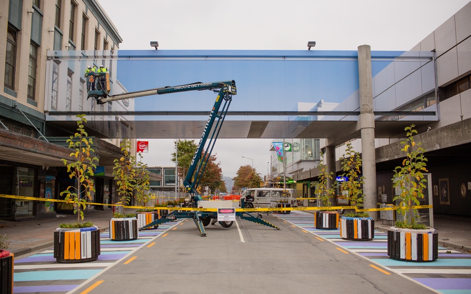 Mike Hewson: (During Installation) - Cnr Cashel and Colombo Street, Christchurch, NZ