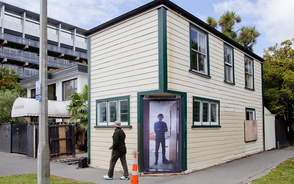 Mike Hewson: Tony D In The Doorway - Cnr Kilmore & Montreal Ave, Christchurch CBD, NZ