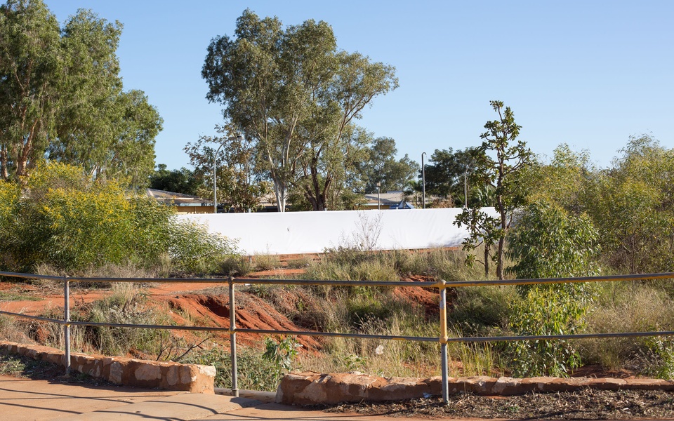 Mike Hewson: (Installation View - with mini knife slice) - Port Hedland, Western Australia