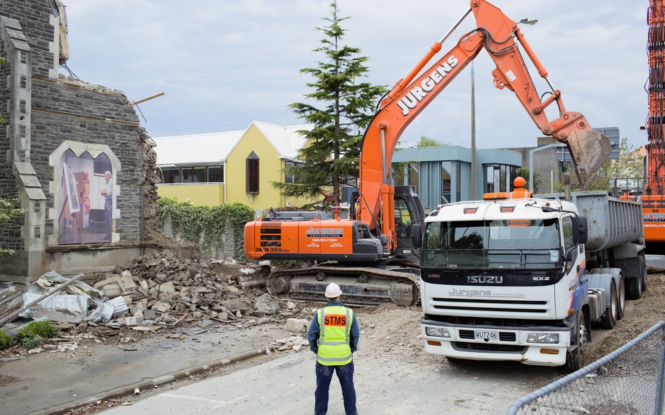 Mike Hewson: (During demolition) - Cnr Kilmore & Montreal Ave, Christchurch CBD, NZ