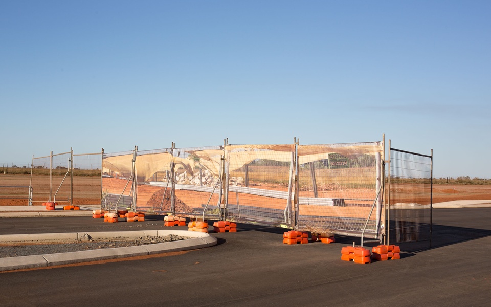 Mike Hewson: Blowing Fence I - Port Hedland, Western Australia